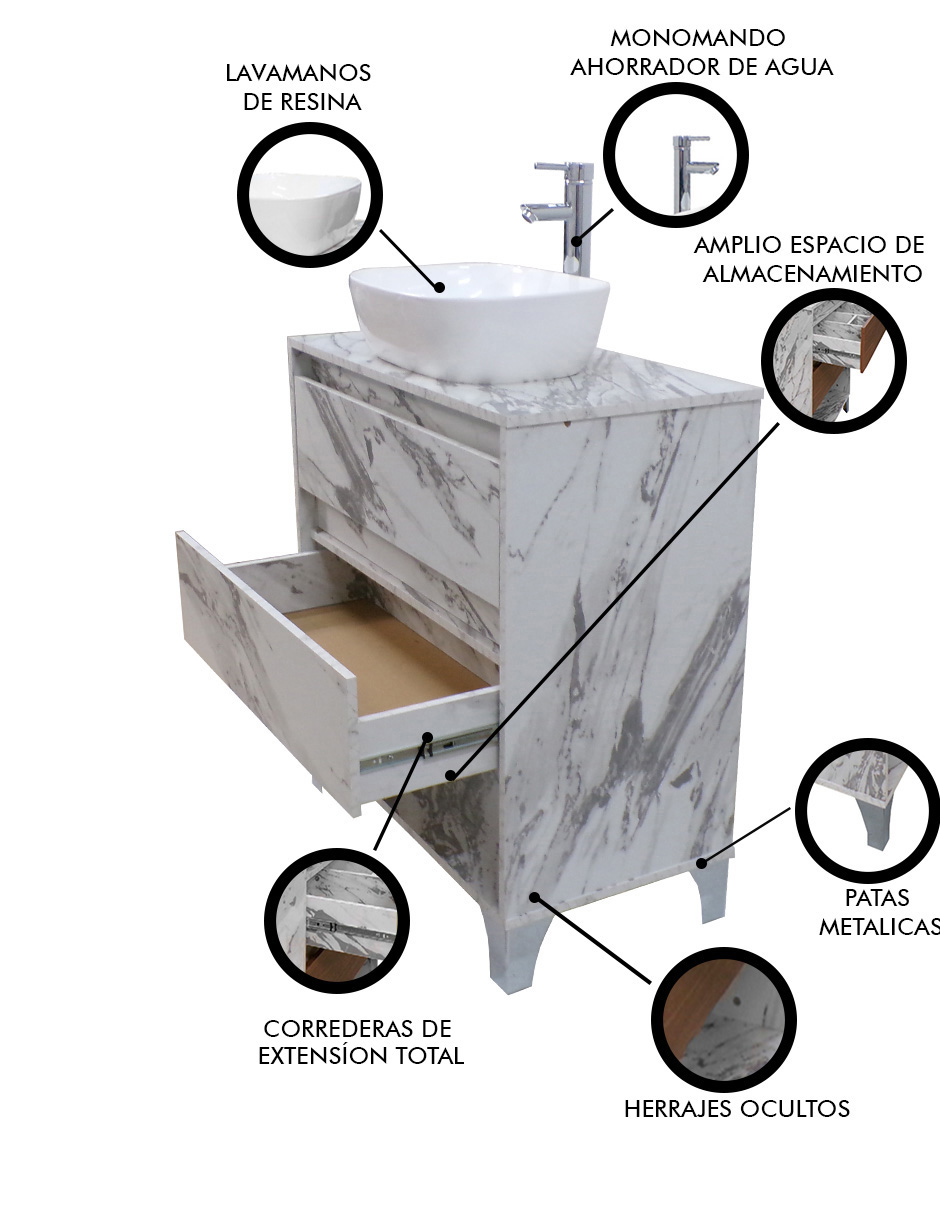 Gabinete De Baño Con Llave Y Lavabo Minimalista ROY