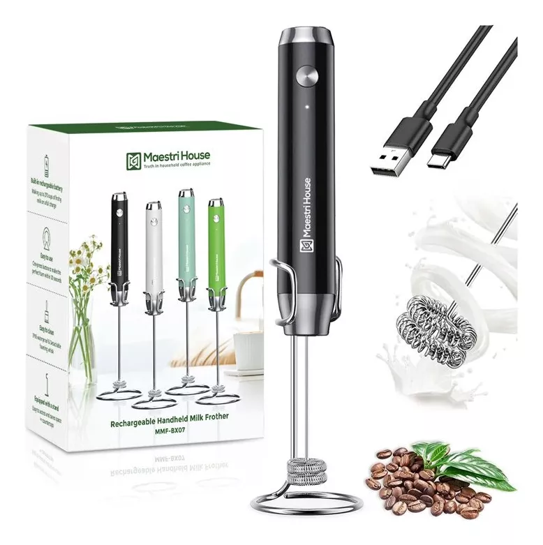 Espumador De Leche Electrico Mano Recargable Batidor De Café