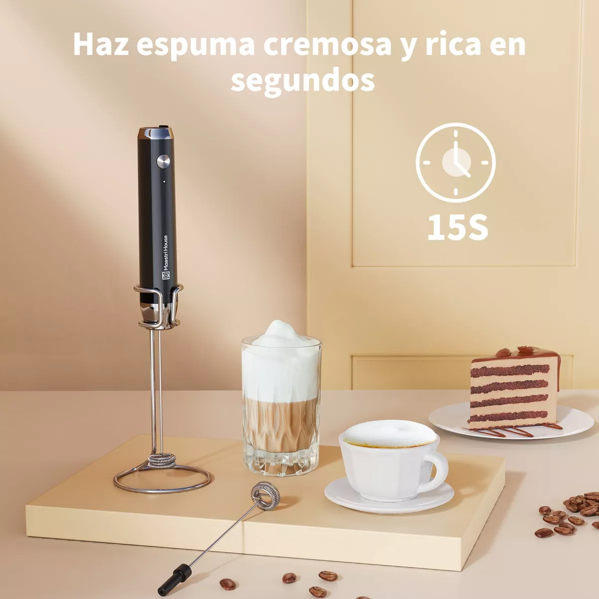 Espumador De Leche Electrico Mano Recargable Batidor De Café