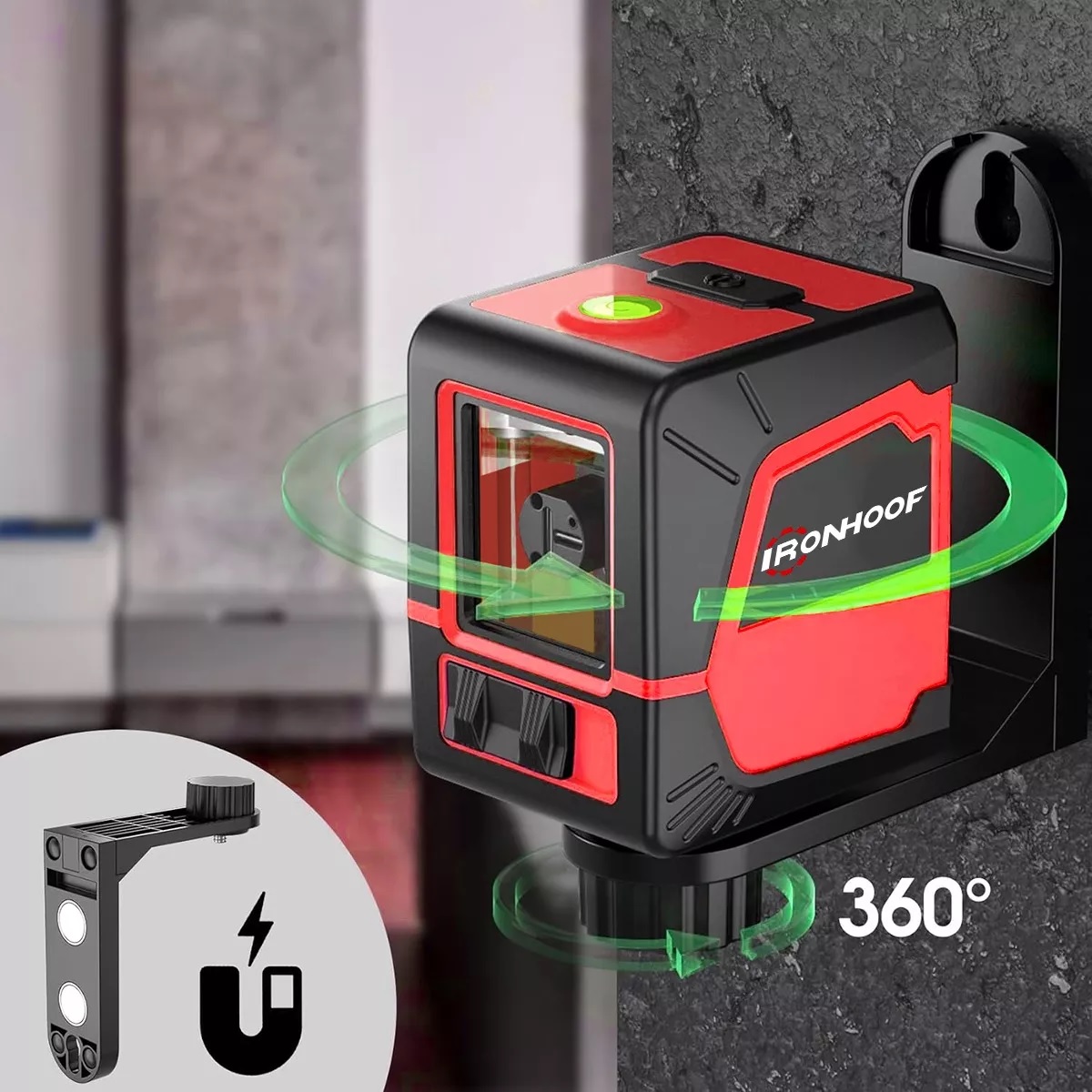Nivel Láser Verde Autonivelante 2 Líneas Con Soporte L