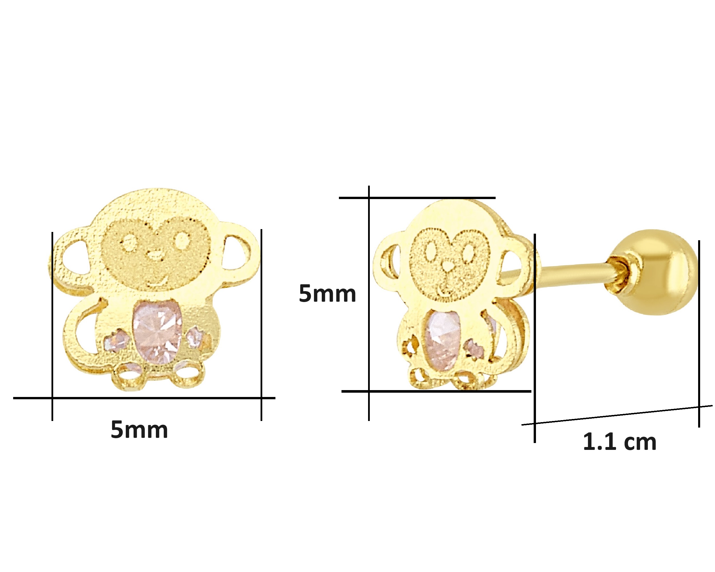 Broquel Arete Oro 10k Horoz Mono Circonia rosa S555