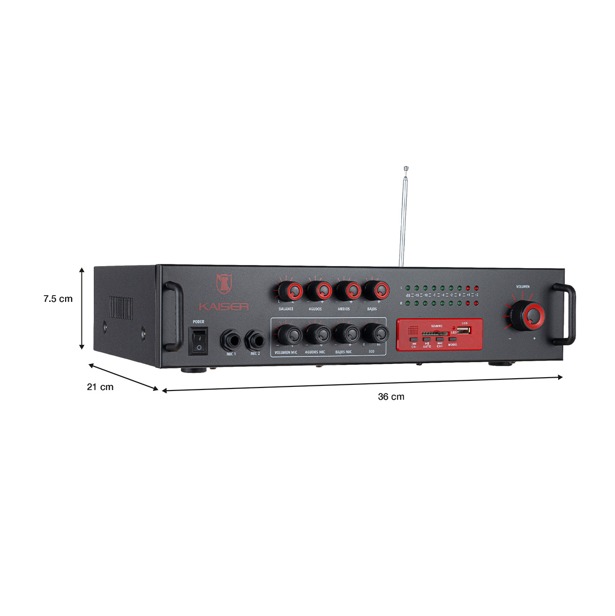 Amplificador Profesional Kaiser 800 W Pmpo, Mix-2301dusb