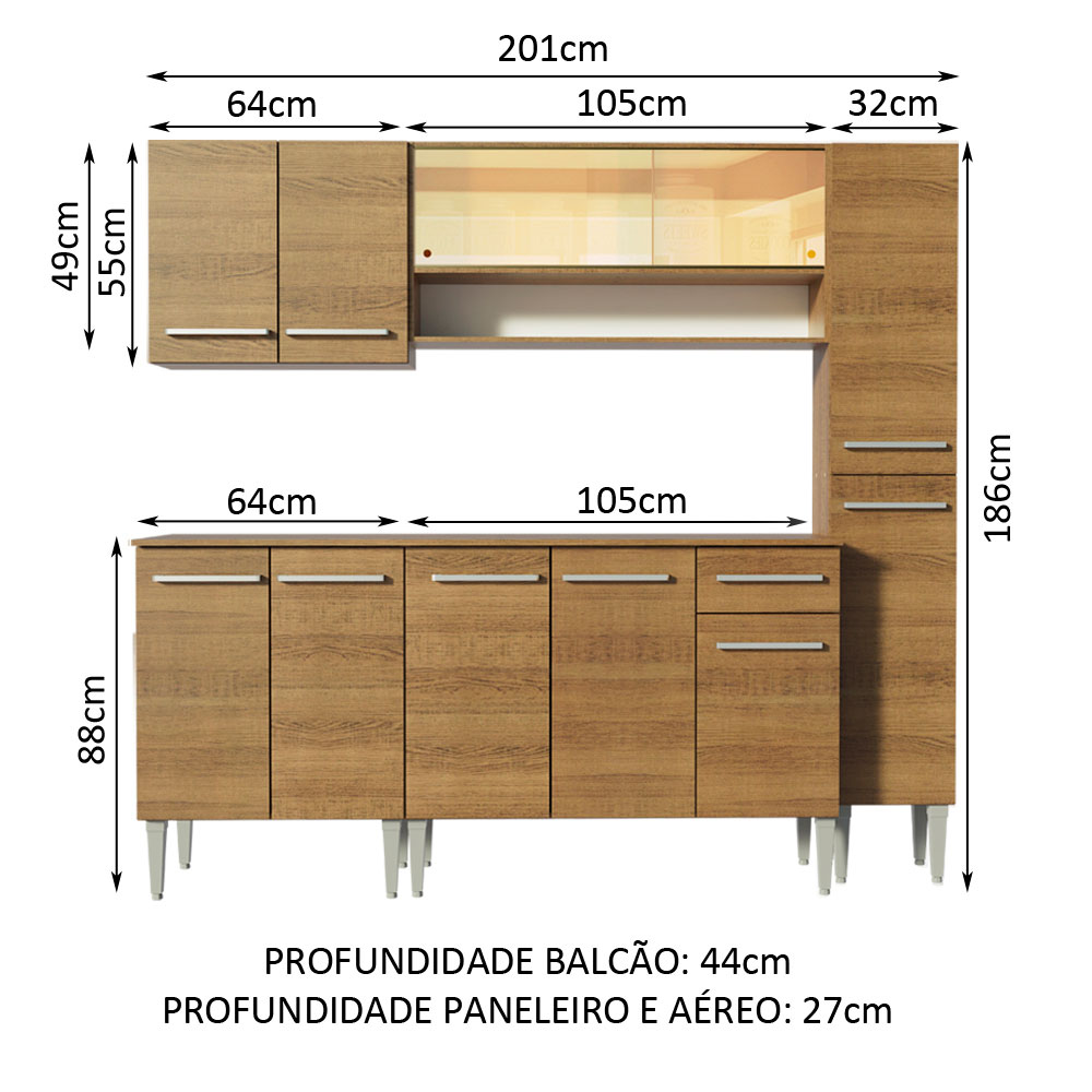 Cocina Integral Completa Modular Madesa Emilly Sky 201cm BB