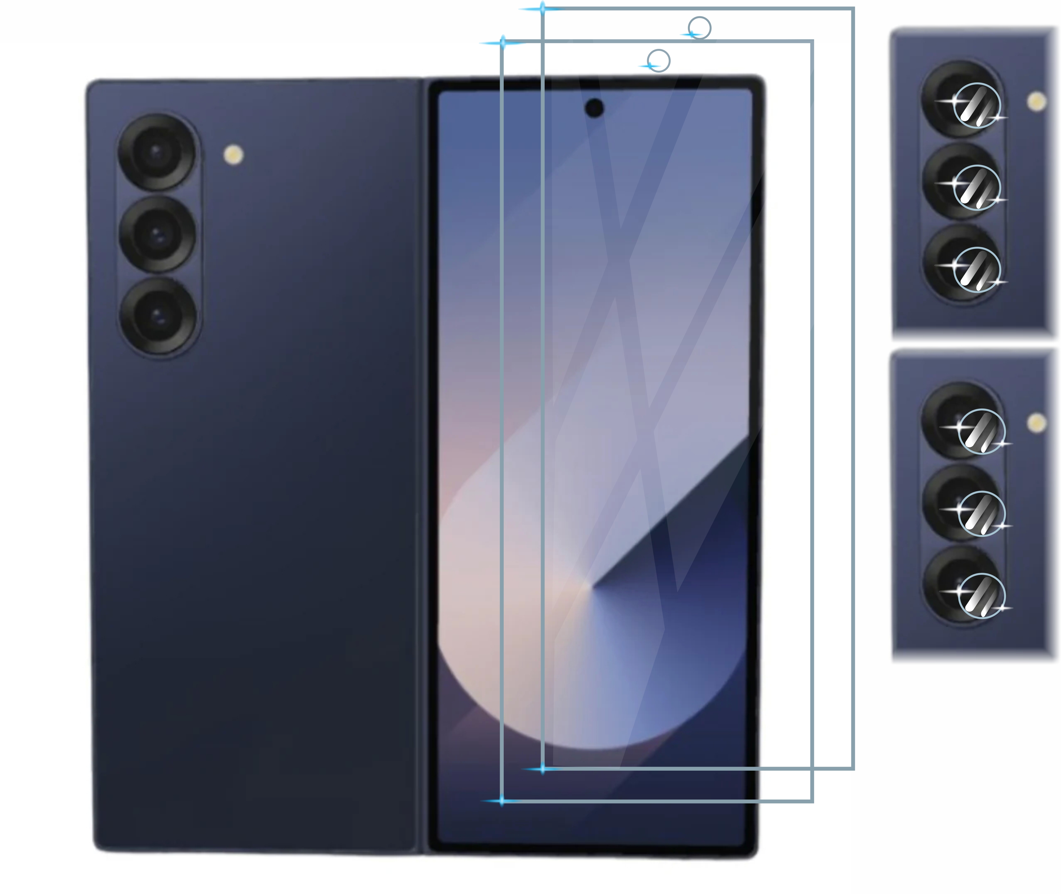 2 Pzas Cristal Templado Para Galaxy Z Fold 6 + Micas Camaras