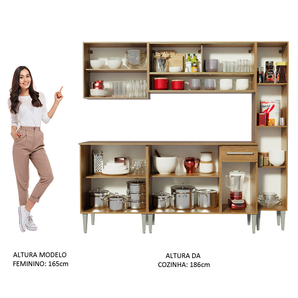 Cocina Integral Completa Modular Madesa Emilly Sky 201cm BB