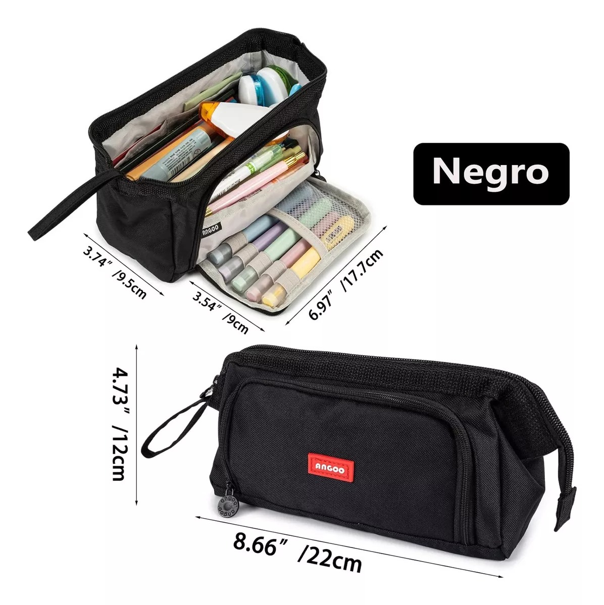 Estuches Escolares Doble Capa Color Negro Estuche Para Lápices Lisa