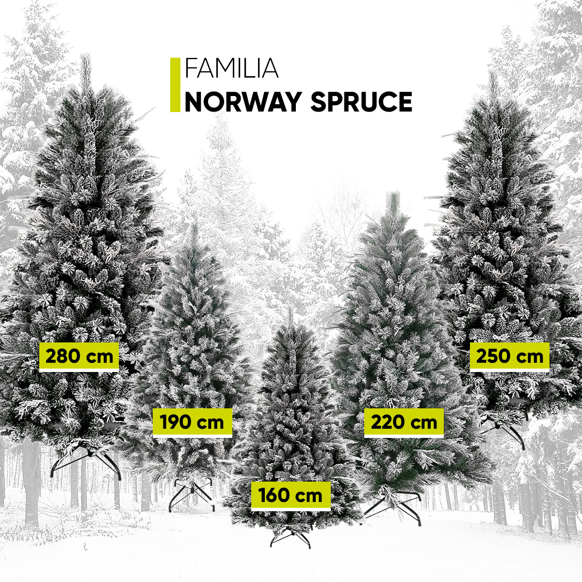 Árbol de Navidad Nevado Norway spruce con rama seca flocked snow incluye maleta 220cm Artego