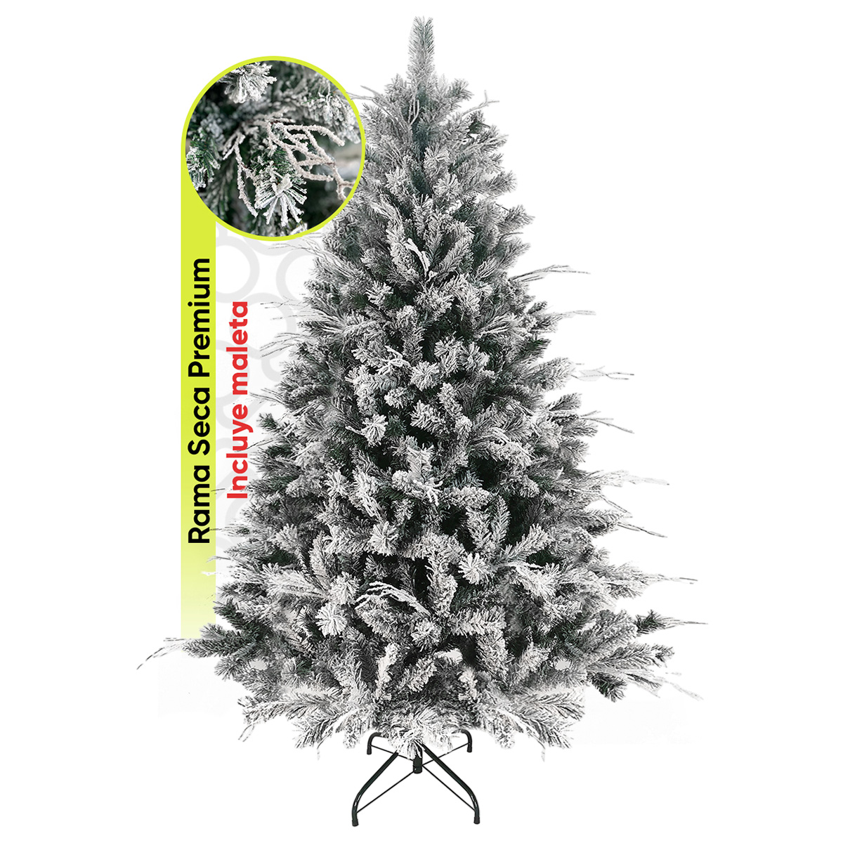 Árbol de Navidad Nevado Norway spruce con rama seca flocked snow incluye maleta 220cm Artego