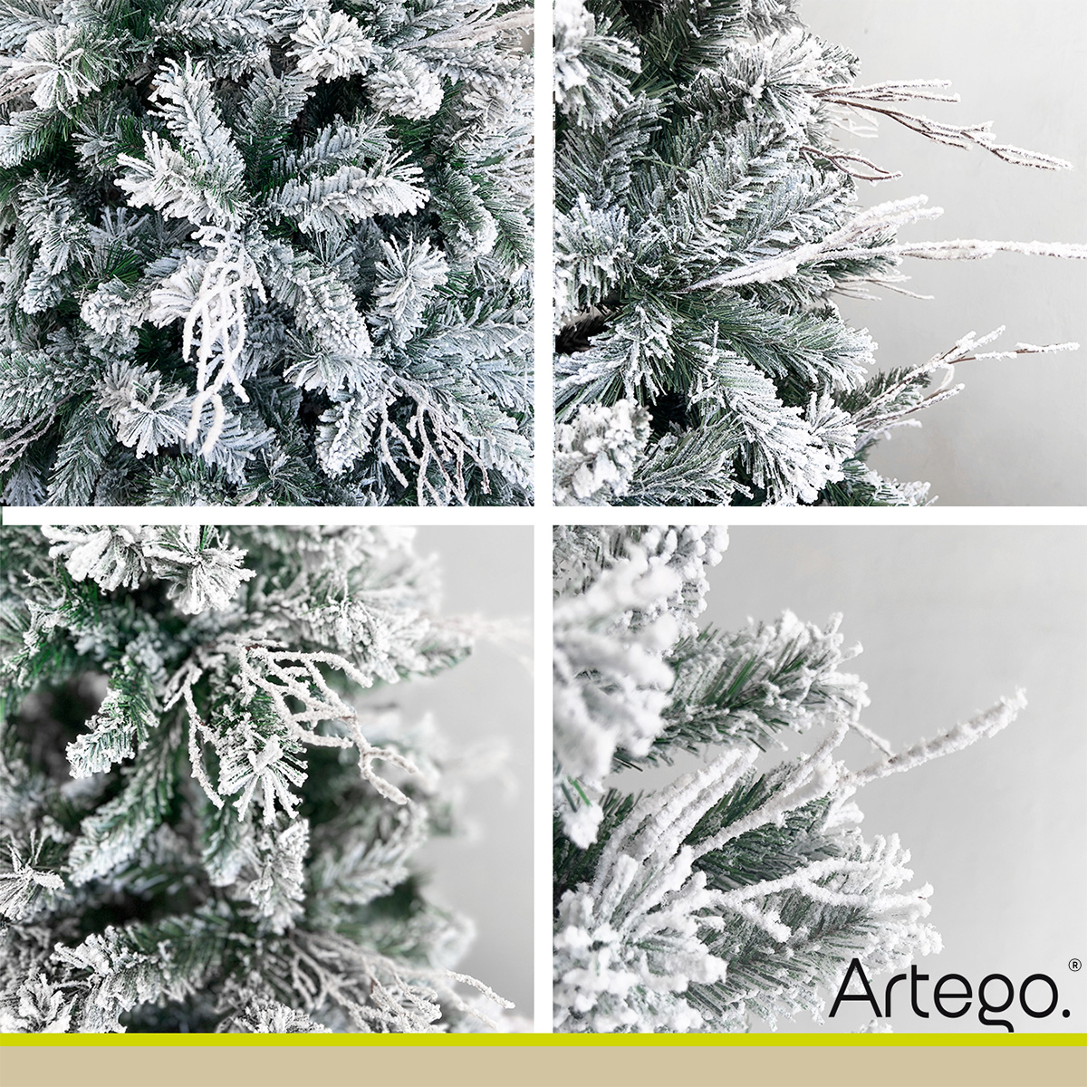 Árbol de Navidad Nevado Norway spruce con rama seca flocked snow incluye maleta 220cm Artego