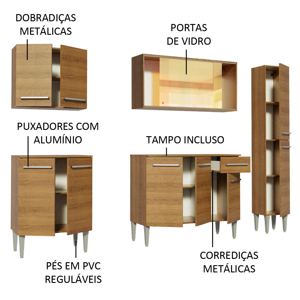Cocina Integral Completa Modular Madesa Emilly West 201cm MM