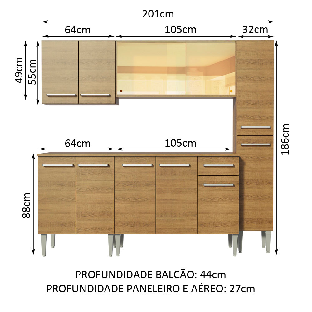 Cocina Integral Completa Modular Madesa Emilly West 201cm MM