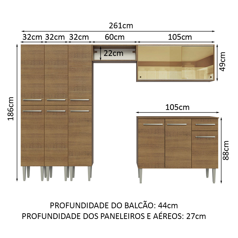 Cocina Integral Completa Modular Madesa Emilly 261cm MM 05