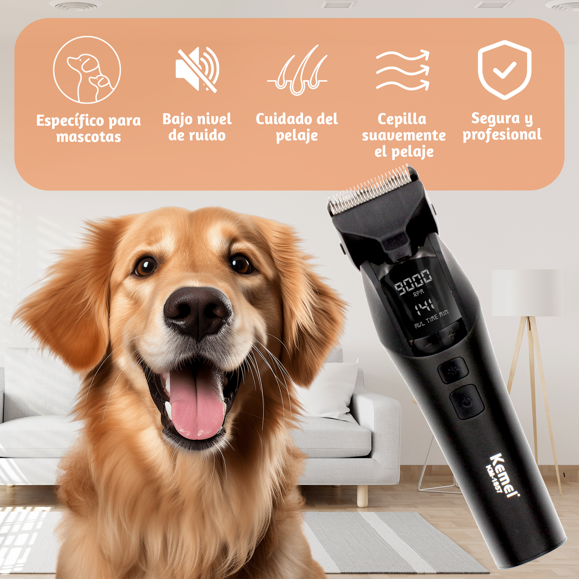 Kemei Máquina Para Cortar Pelo Perro Gato Mascota Km-1857