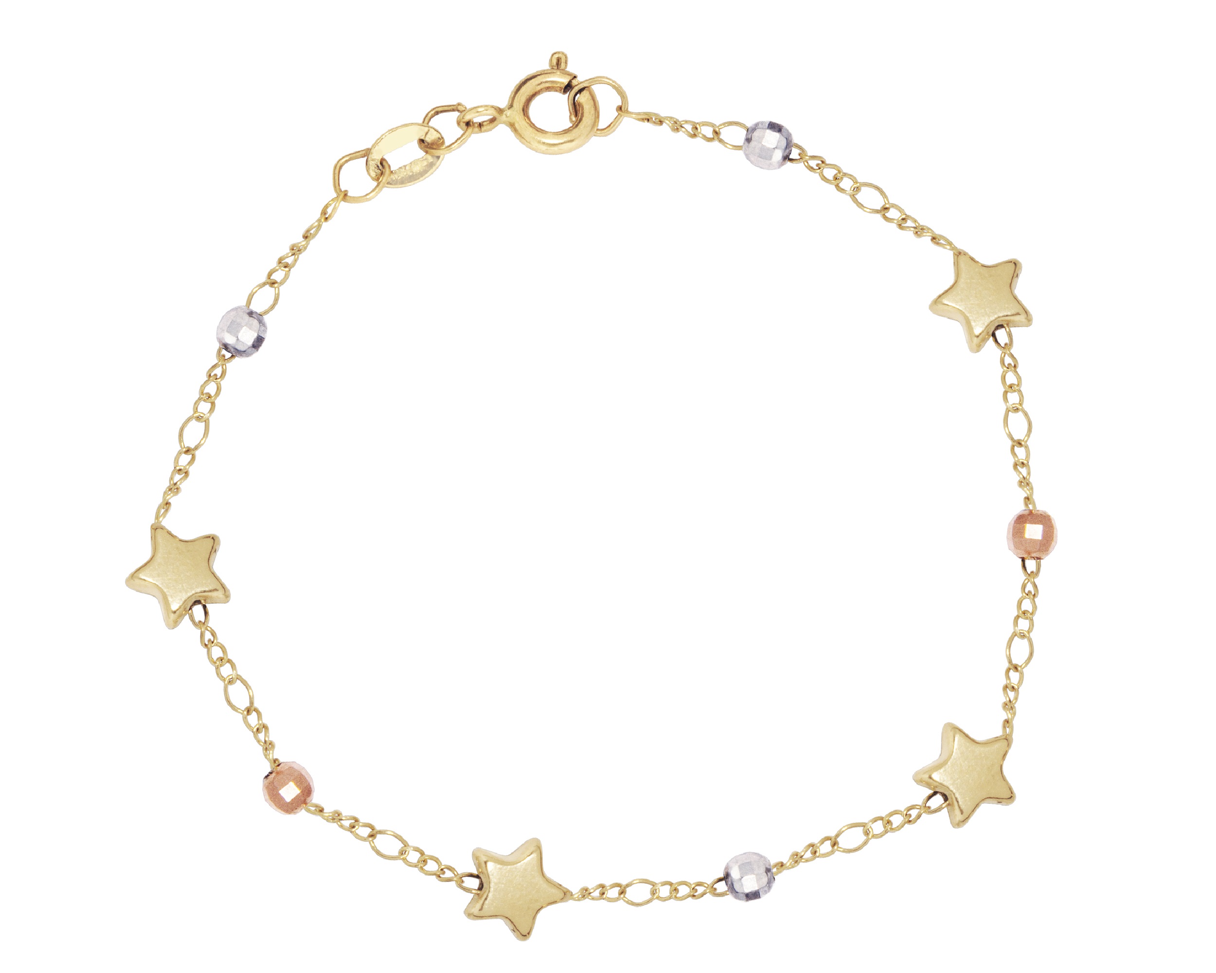 Pulsera Oro 10K Horoz Estrelllas 18cm S900
