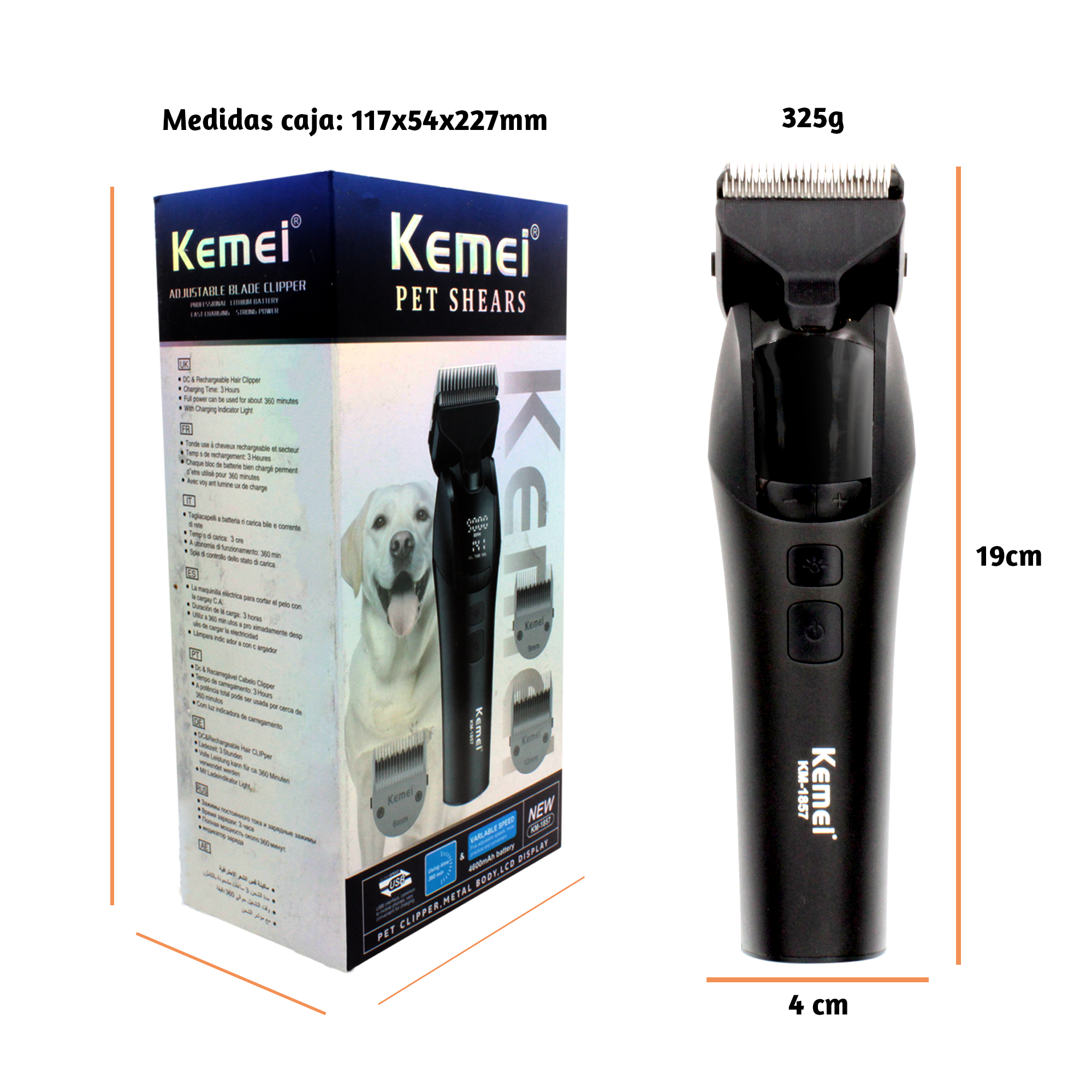 Kemei Máquina Para Cortar Pelo Perro Gato Mascota Km-1857