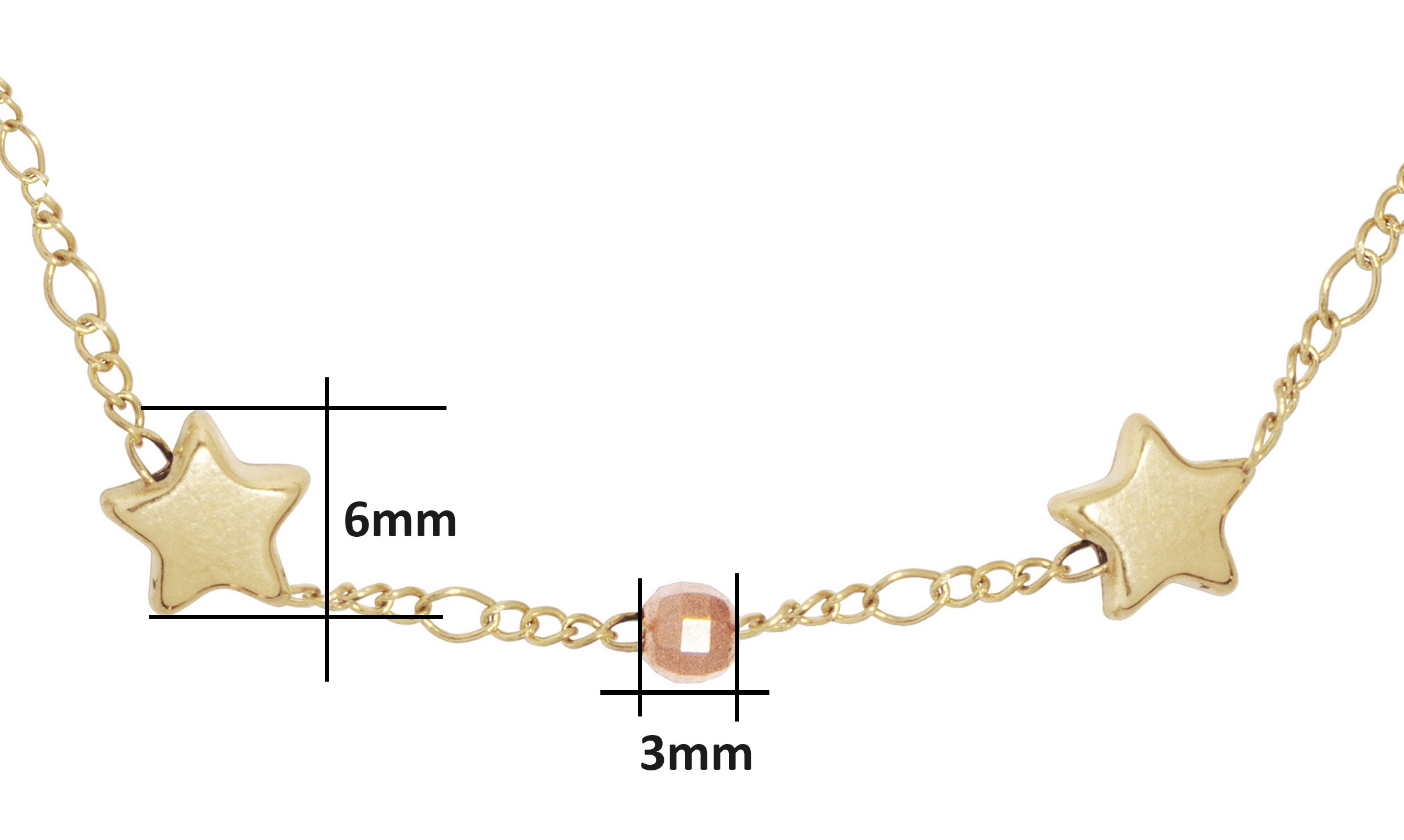 Pulsera Oro 10K Horoz Estrelllas 18cm S900