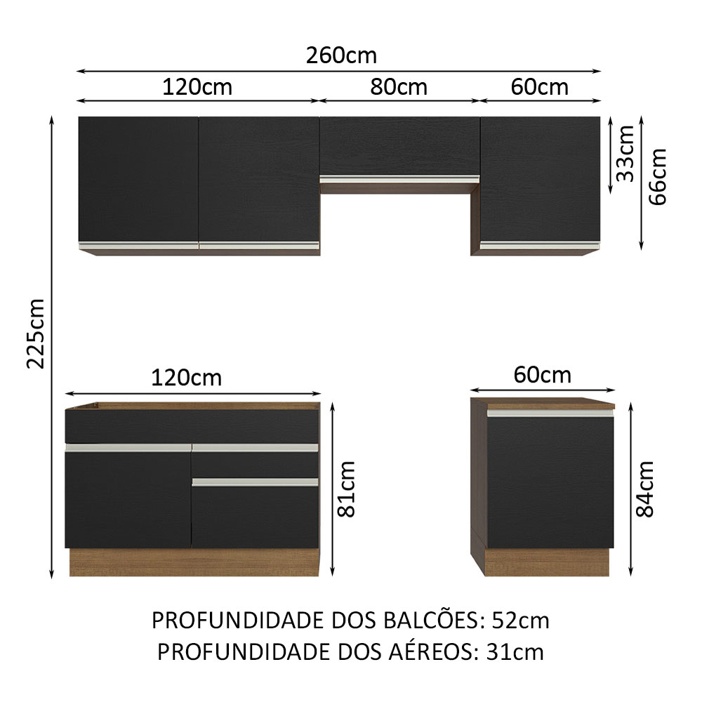 Cocina Integral Completa Modular Madesa Glamy 260cm MN