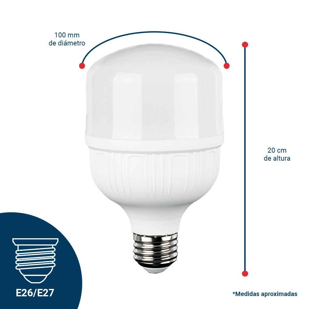 Lámpara Led ICON Alta Potencia Opalino 40W Luz Blanca 6500K