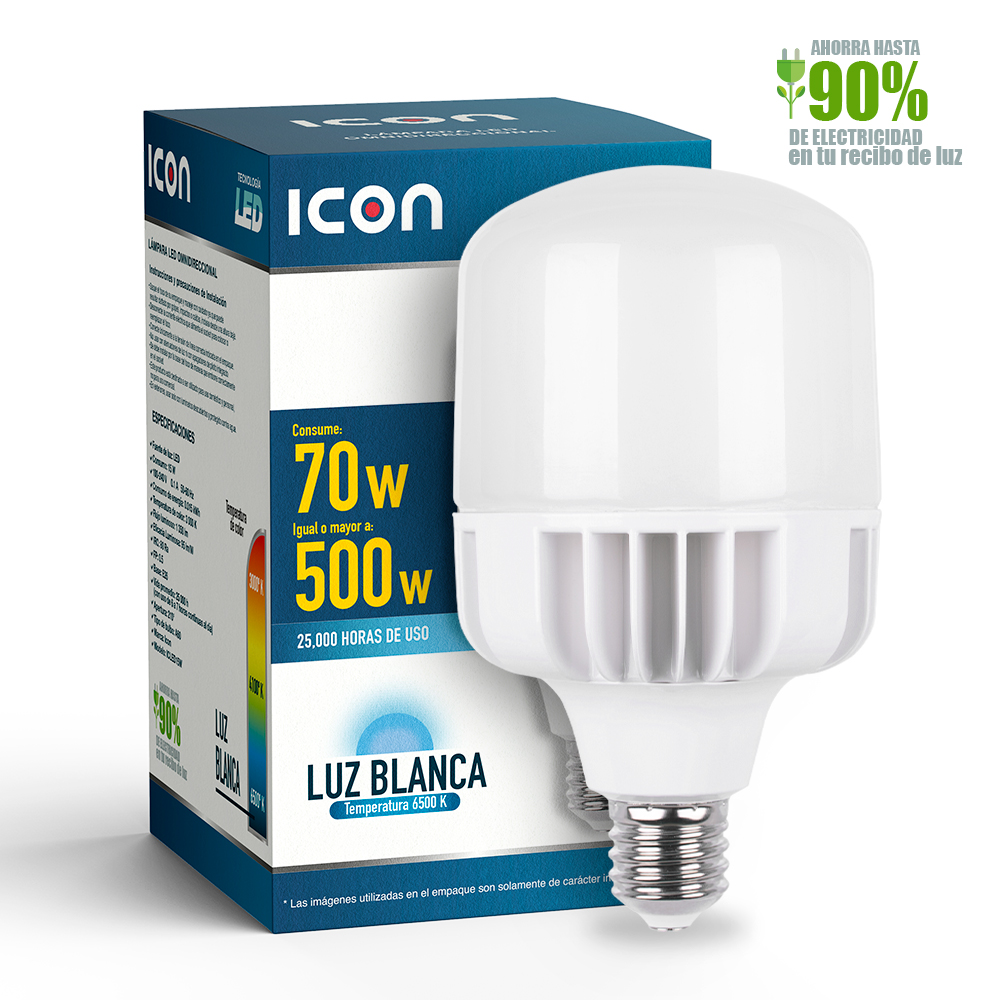 Foco Icon Led Opalino Bulbo T2 70w Luz Fría Ilumina 500w Color De La Luz Blanco Frío