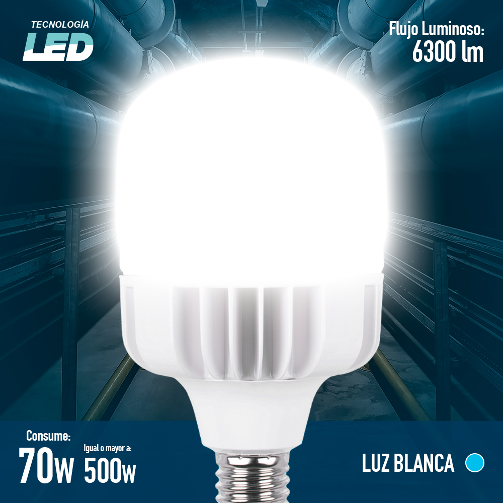Foco Icon Led Opalino Bulbo T2 70w Luz Fría Ilumina 500w Color De La Luz Blanco Frío