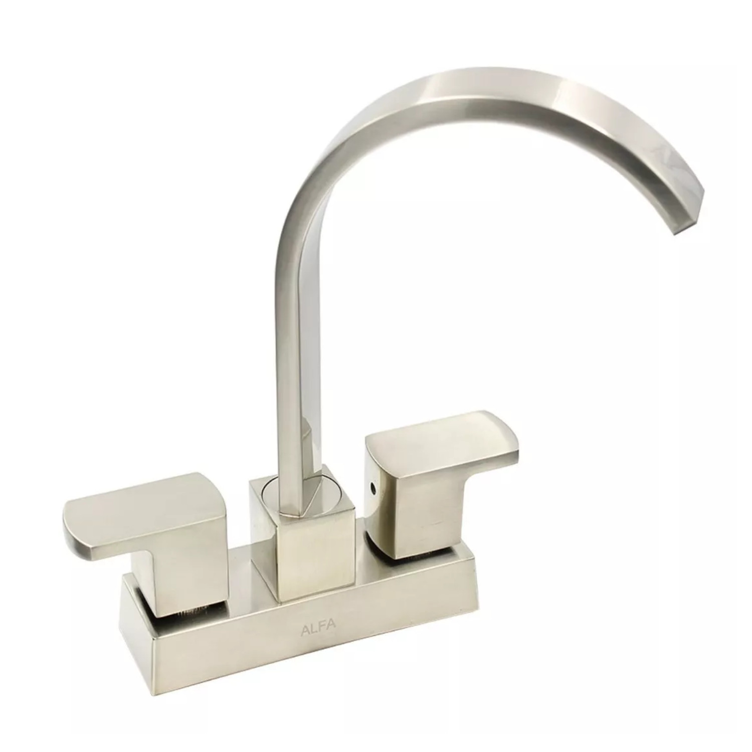 Llave Mezcladora Baño Lavabo Alfa Satinado Latón Vuelta 360