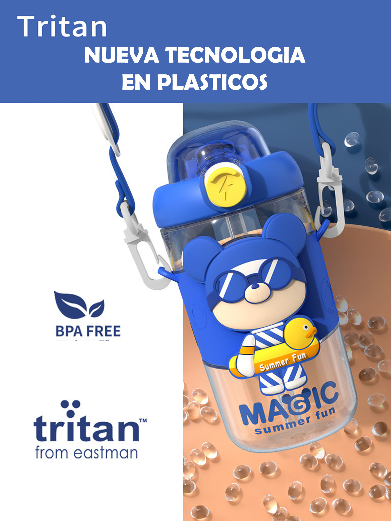 Cantimplora Agua Botella Correa Niños Antifugas 480ml escolar Verde 