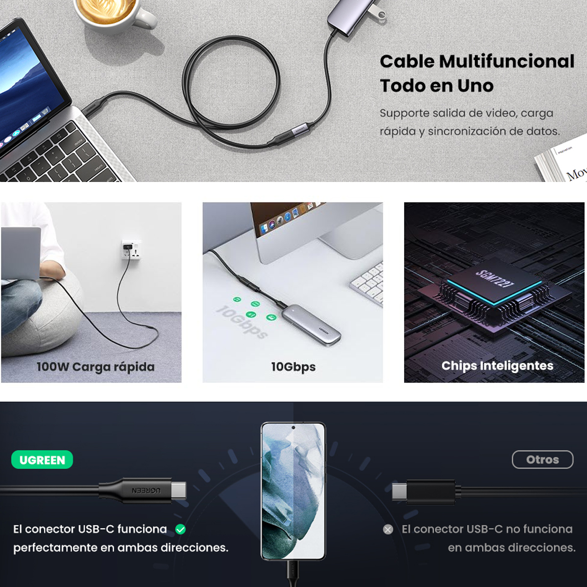 Cable Extension Usb C Hembra - Usb C Macho / 5a 10gbps / 1m