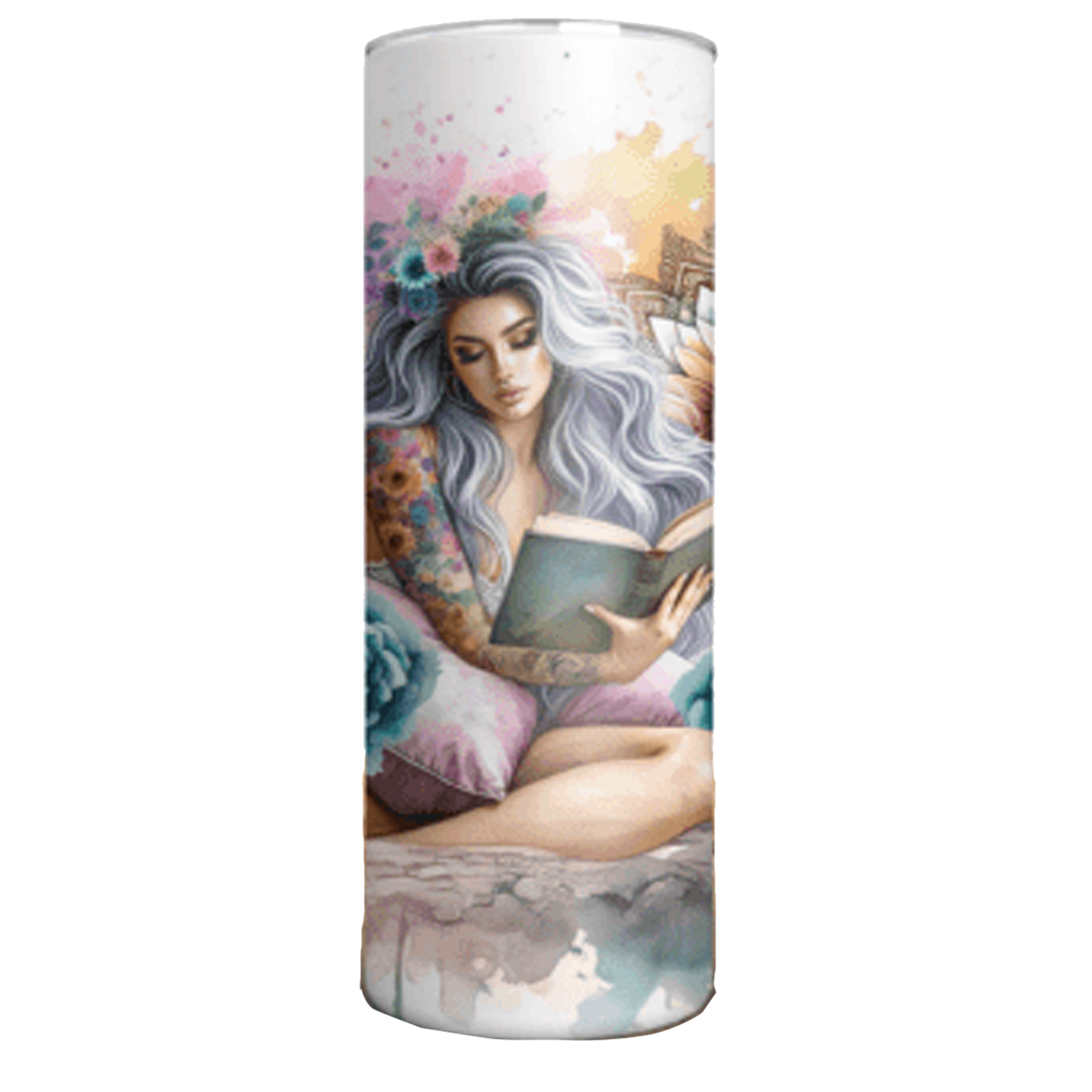 Vaso Térmico para Café Diseño Artístico de Mujer y Flores