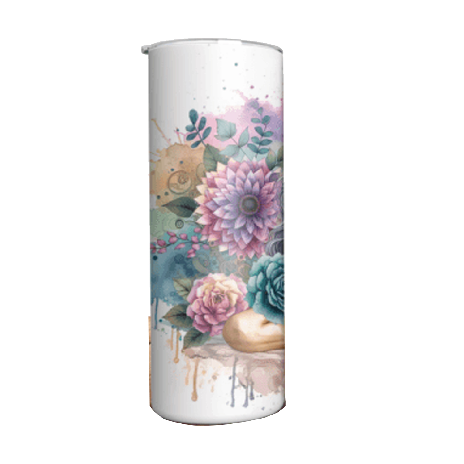 Vaso Térmico para Café Diseño Artístico de Mujer y Flores
