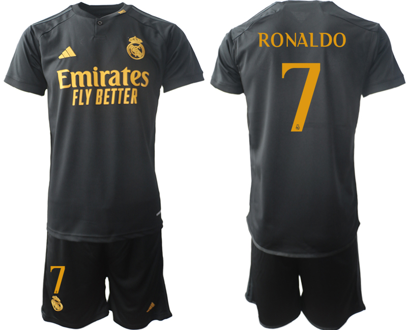 Increible! Jersey Real Madrid 2023/2024 Tercero 3ero Negro Cristiano Ronaldo CR7 Talla L