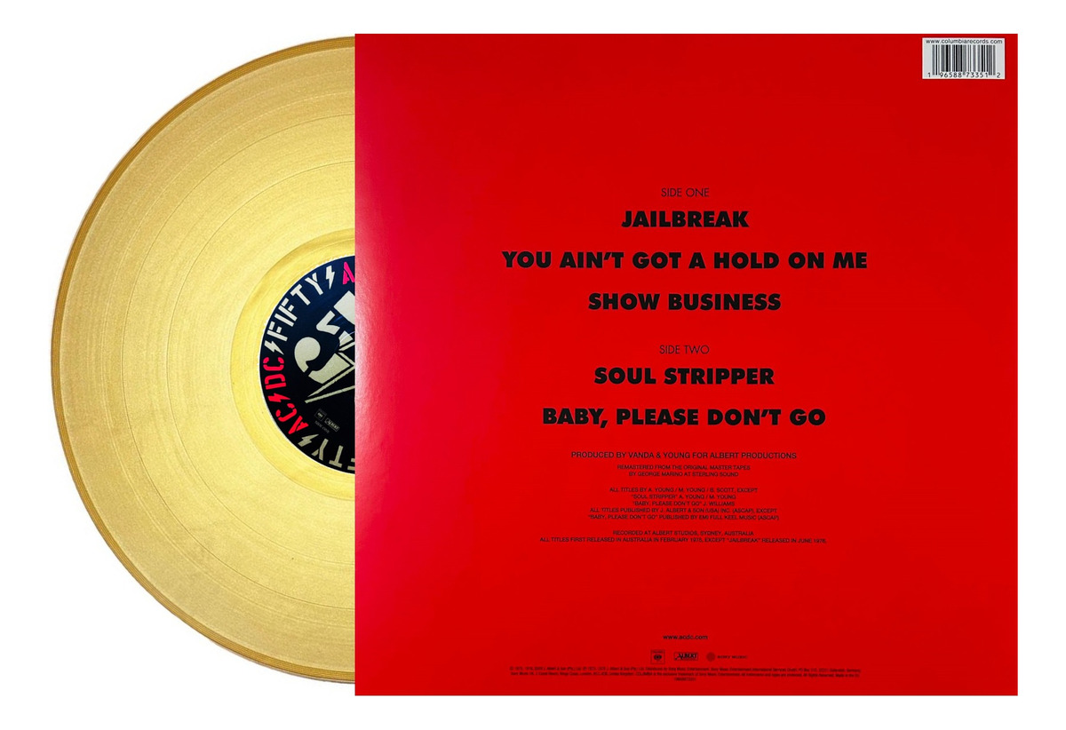 Ac/dc 74 Jailbreak 50th Anniversary Dorado Gold Lp Vinyl