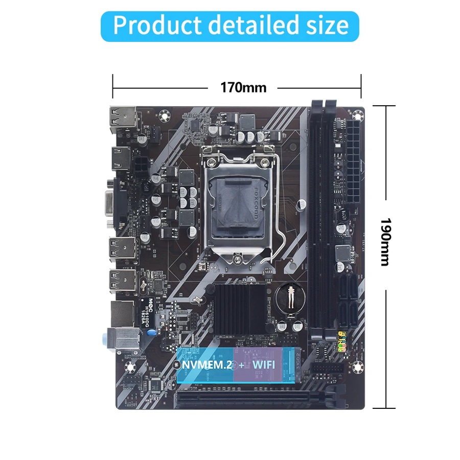 Tarjeta Madre H61 1151 Core i3 DDR3 Mukai