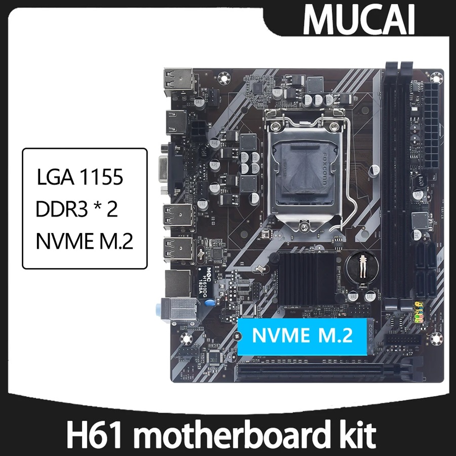 Tarjeta Madre H61 1151 Core i3 DDR3 Mukai