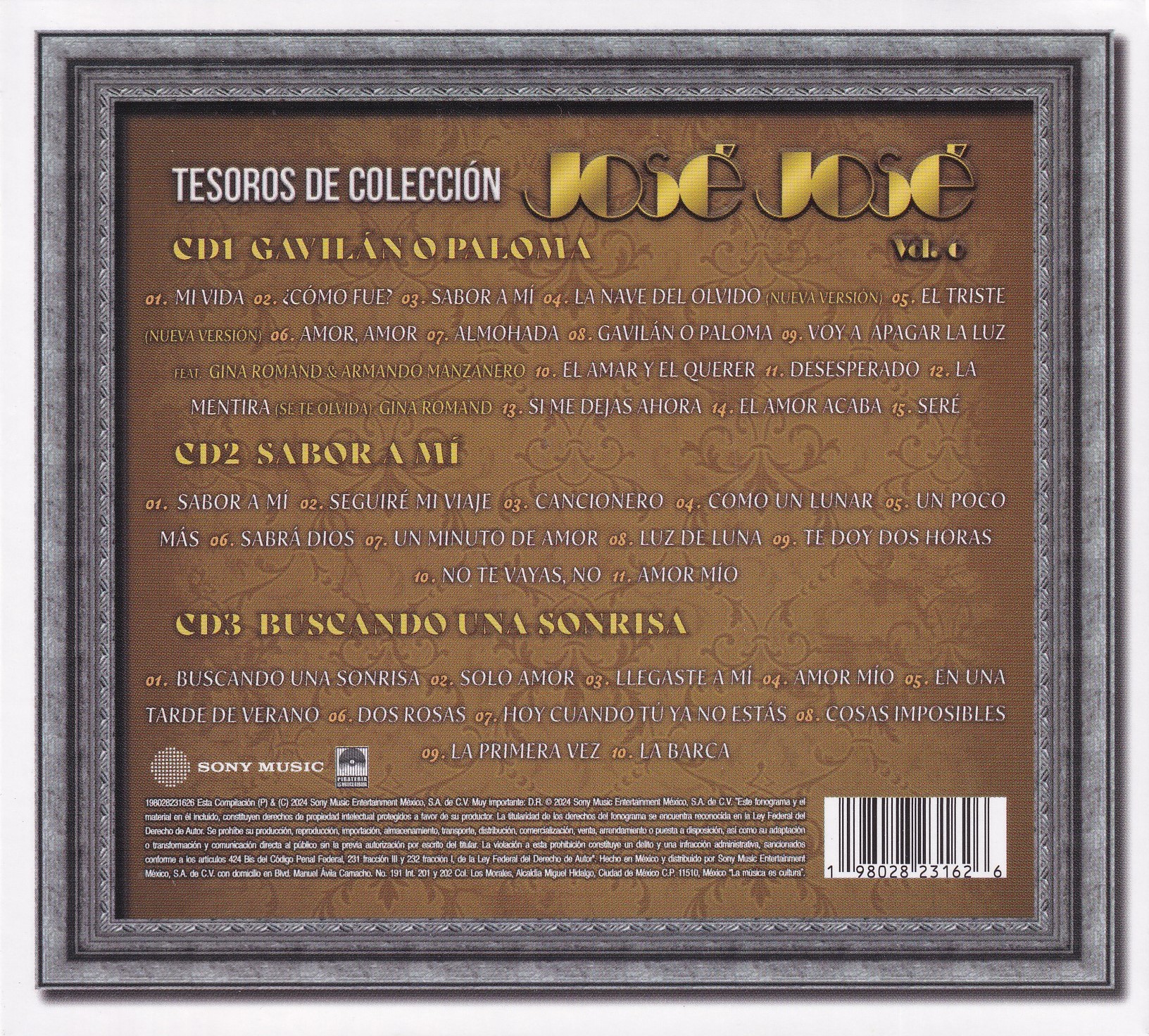 Jose Jose Tesoros De Coleccion Volumen 6 Box 3 Discos Cd