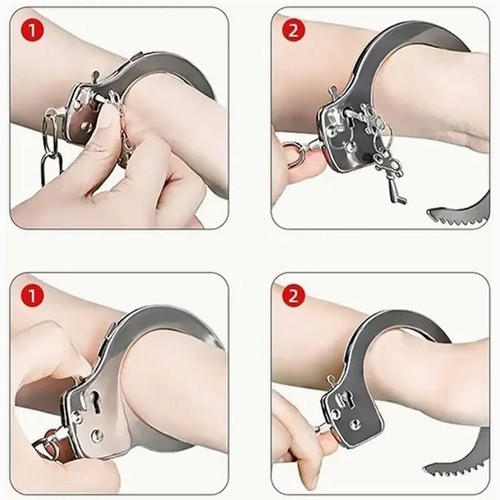 Esposas Policiales Tacticas Metal Doble Seguro Lo Mejor, 2 pcs Plata