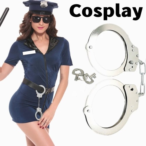 Esposas Policiales Tacticas Metal Doble Seguro Lo Mejor, 2 pcs Plata