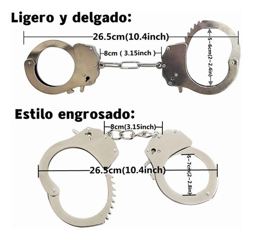 Esposas Policiales Tacticas Metal Doble Seguro Lo Mejor, 2 pcs Plata