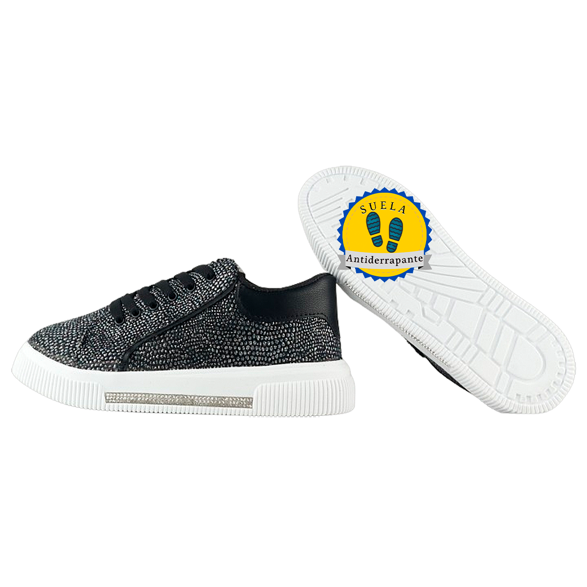 Tenis Niña Juvenil Plataforma Moda Cómodos Negros 170-n