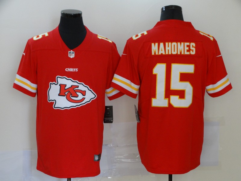 Fantastico! Jersey Jefes Kansas City Chiefs BORDADO Mahomes 15 Big Logo Rojo Talla XXL