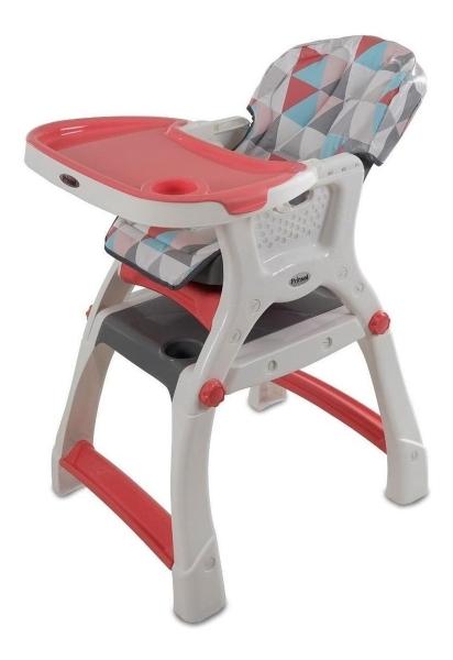 Silla Alta Periquera Prinsel Kinder City 2 En 1 Triángulos Coral