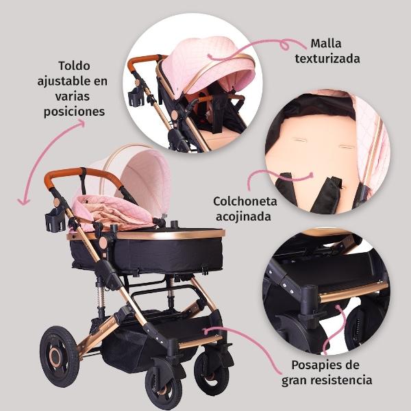 Carriola Starkids Galaxis Con Portabebé Rosa
