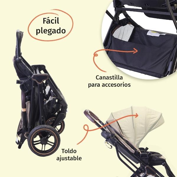 Carriola Baby Owl Premium Con Portabebé De Auto Kakhi