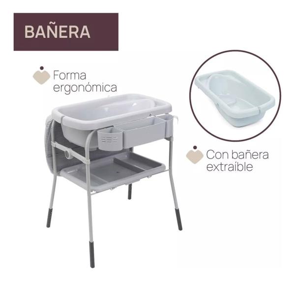 Bañera Bebe Chicco Cuddle & Bubble Cambiador Organizador Melange Grey