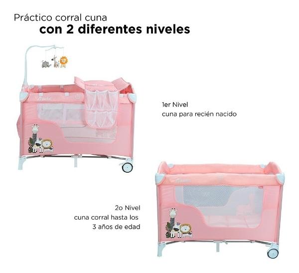 Cuna Corral D Bebe Dreams 2 Niveles Juguetero Rosa