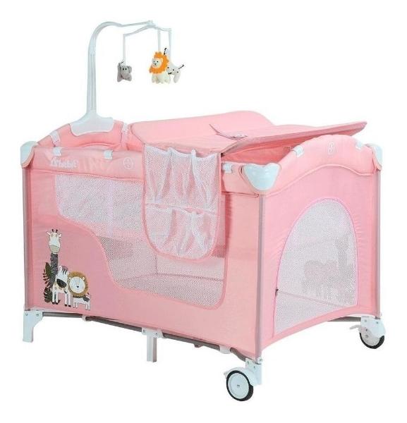 Cuna Corral D Bebe Dreams 2 Niveles Juguetero Rosa