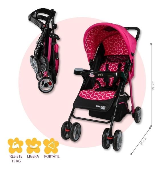 Carriola Trendy Kids Maxy Reclinable Rosa Estampada
