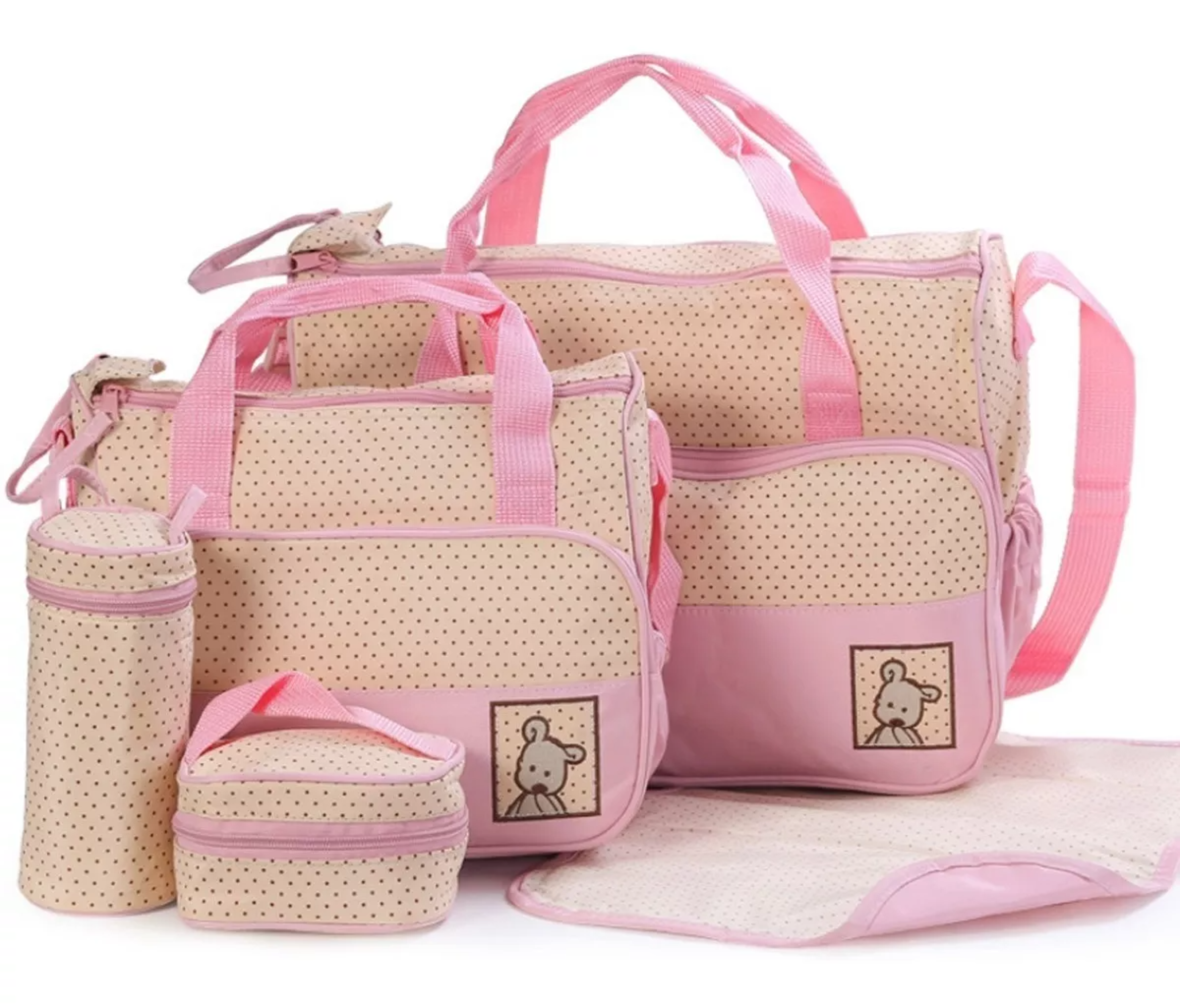 Set 5 Bolsas Panaleras Cambiador Bebe Botella Viaje Multiuso