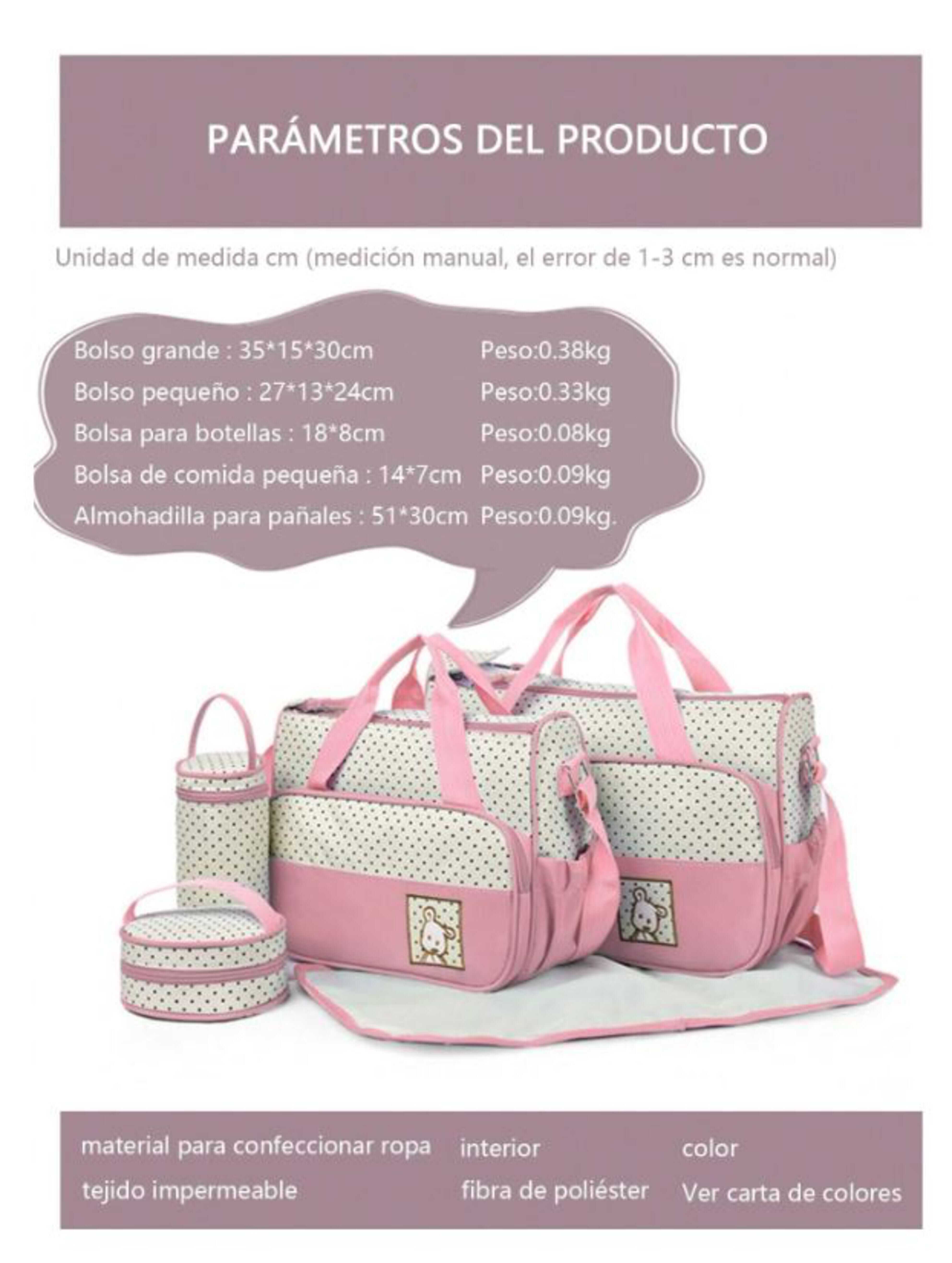 Set 5 Bolsas Panaleras Cambiador Bebe Botella Viaje Multiuso
