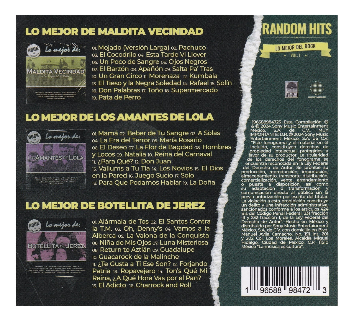 Lo Mejor Del Rock Vol 1 Maldita Vecindad & Botellita 3 Cd
