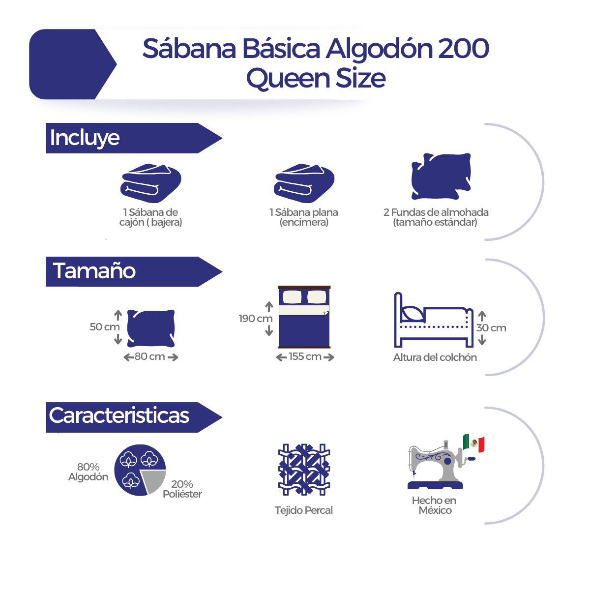 Juego de Sábanas Básica Algodón Percal 200 -Flora -Queen Size